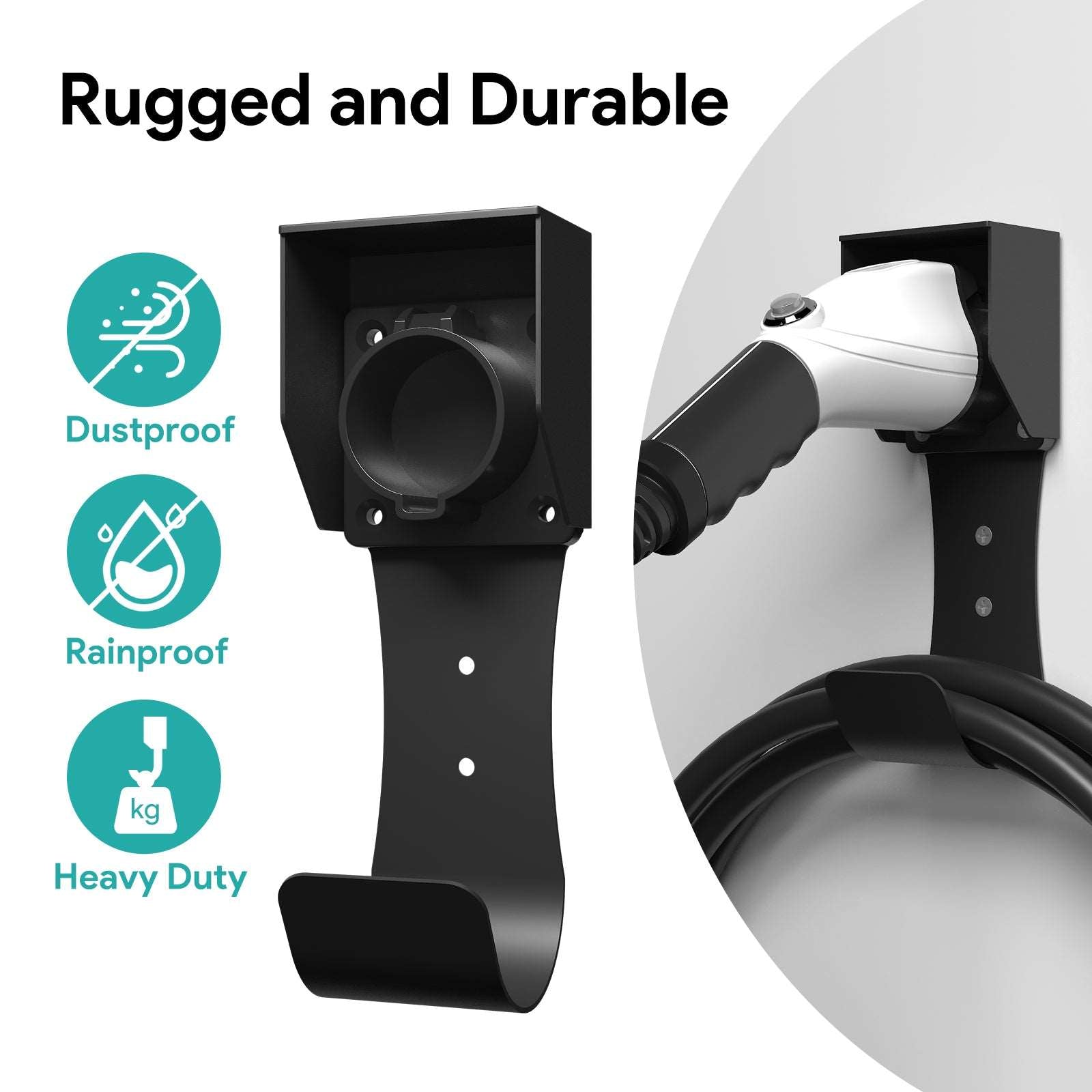 Heavy duty combination with steel and plastic material can hold your EV Charger steady